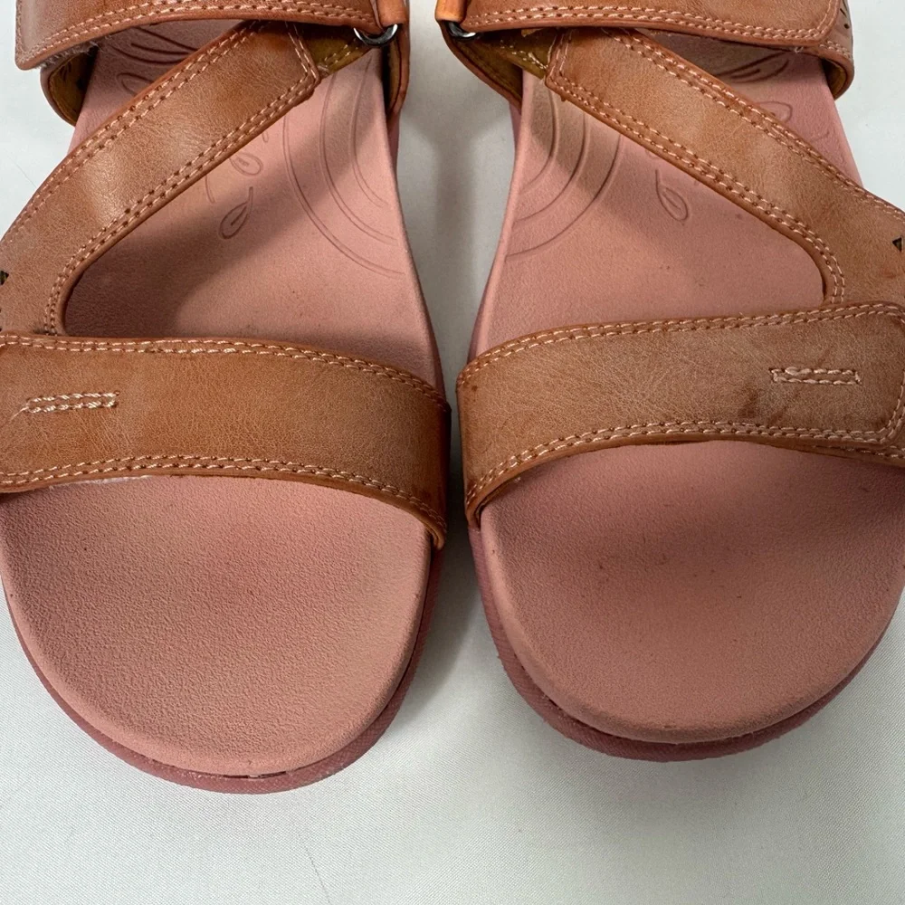 Cobb Hill Tala Asym Sandals Womens 9‎ M Coral Pink Leather Strappy